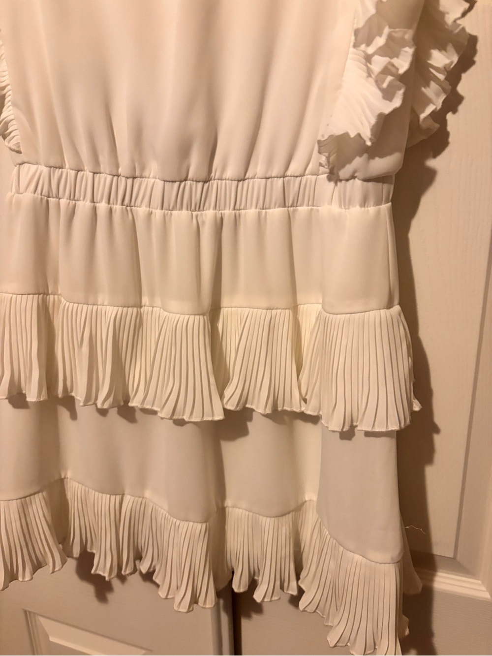 TCEC White Ruffle Pleated Mini Dress - Picture 7 of 9